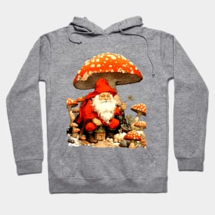 Santa: Santa is a Mushroom (Amanita Muscaria Mushroom) on a light (Knocked Out) background Hoodie